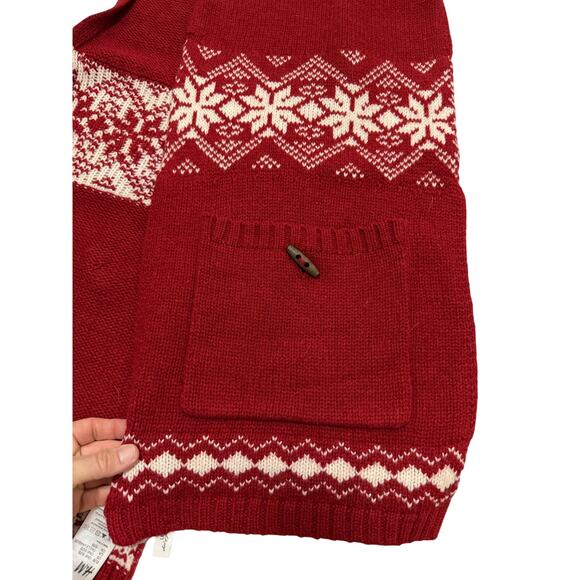 LOGG H&M red white holiday Christmas scarf shawl wool warm festive pckts 83x12 - Picture 2 of 11